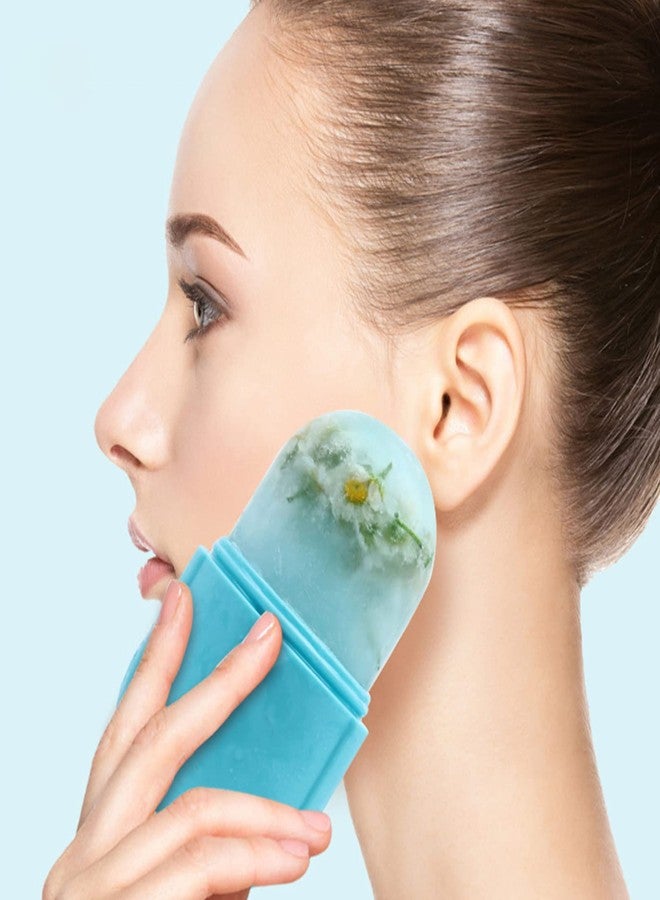 Joyeee Ice Face Roller, Reusable Silicone Mold Face Massage Eye Facial Beauty Skin Care Tools Apply Ice for Shrink Pores Anti Wrinkle Reduce Puffiness Improve Skin Elasticity, Capsule-Shape, Blue - Image 4